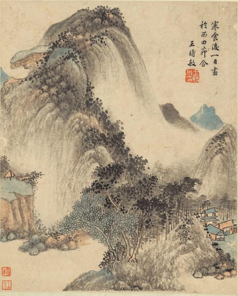 山水画-寒食后一日画于西田茅舍