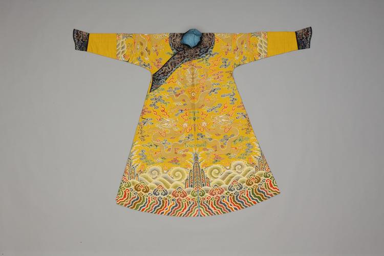 明黄色彩云金龙纹妆花纱男夹龙袍