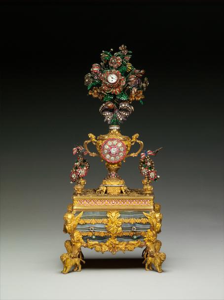 铜镀金嵌玛瑙转花表