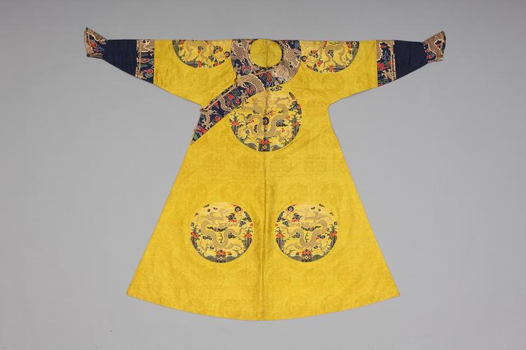 明黄色八团彩云金龙妆花纱单袍