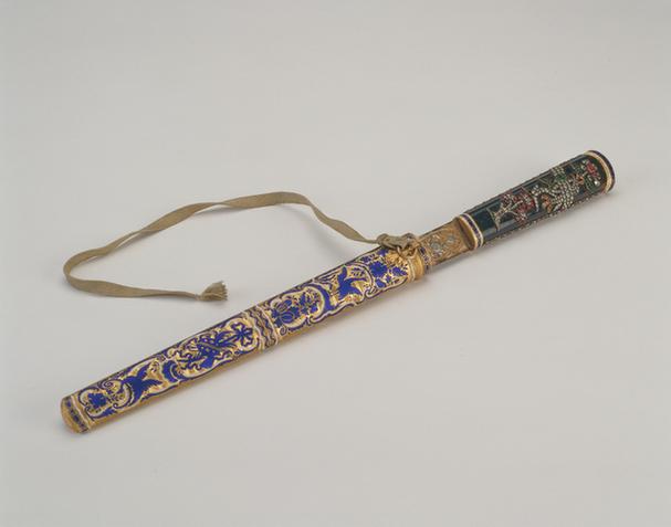 烧蓝嵌料石柄鞘刀