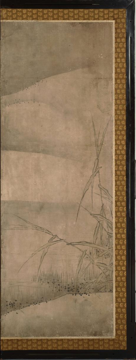 室町时代 四季花鸟图屏风-一屏