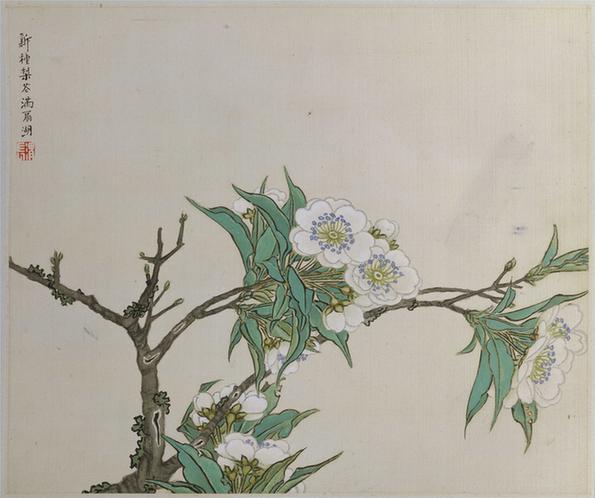 姚燮诗意图册-第三开：新种梨花满扇湖