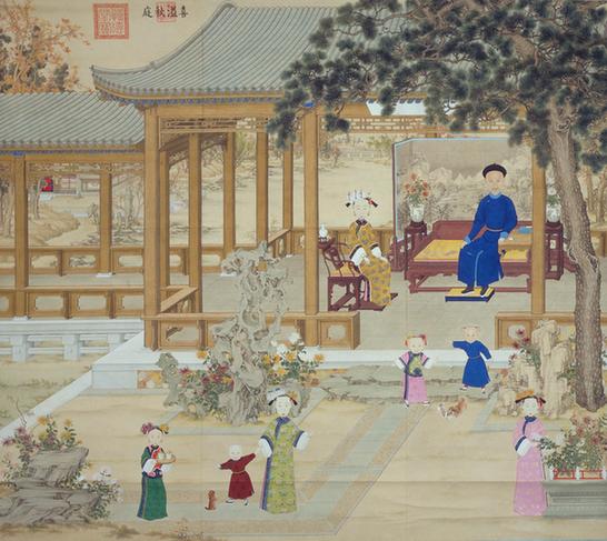 道光帝喜溢秋庭图轴