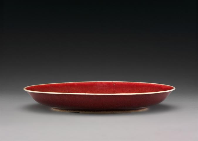郎窑红釉盘