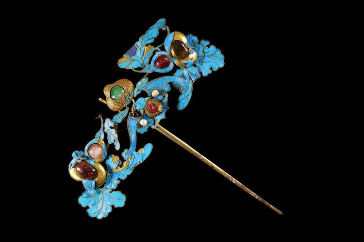 银镀金蝠寿纹簪