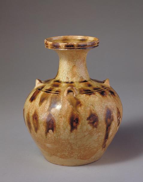 越窑系青釉褐斑四系壶