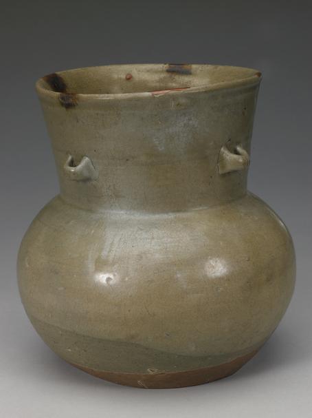 青釉褐斑四系罐