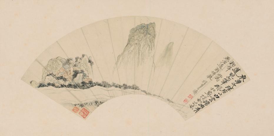 原济奇峰图扇页