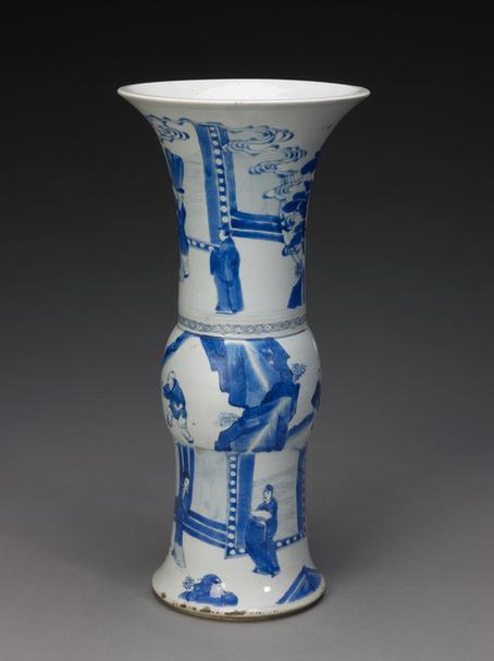 青花人物图花觚