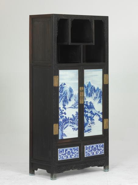 紫檀木嵌瓷片多宝格