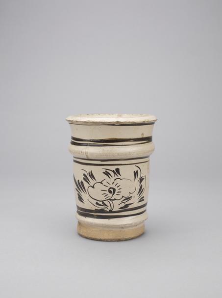 白地黑花花卉纹香筒