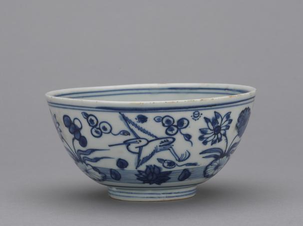 万福攸同款青花鹤纹碗