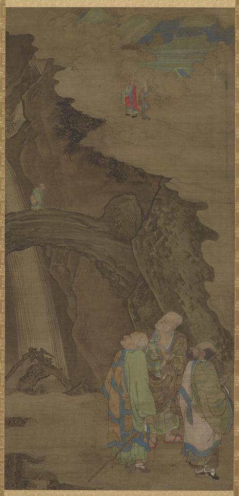 五百罗汉之天台石桥图