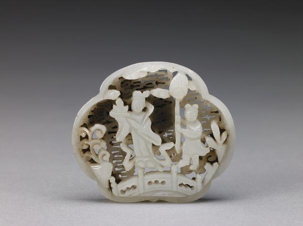白玉透雕人物纹嵌件