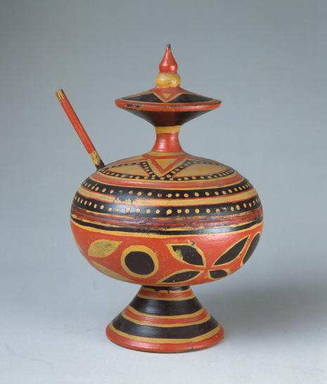 彜族描油联珠纹酒壶