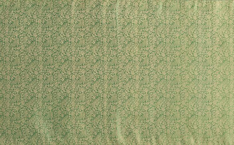 绿色凤凰牡丹纹织金缎