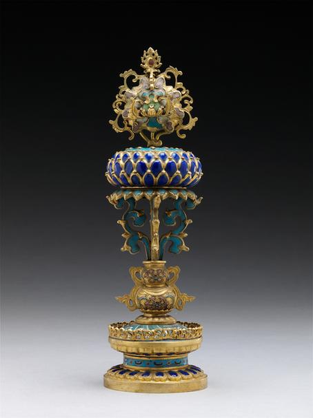 掐丝珐琅嵌玻璃八宝-花