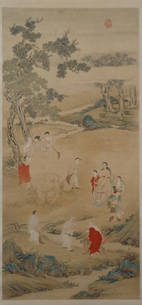 乾隆皇帝洗象图轴