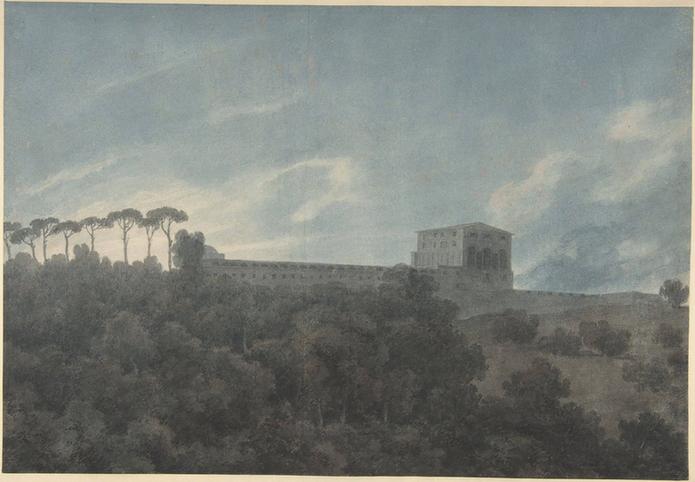 John Robert Cozens--View of the Villa Lante on the Janiculum in Rome