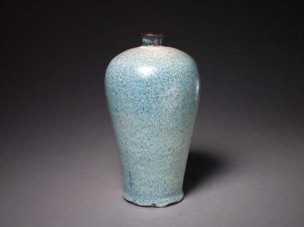 石湾窑天蓝釉梅瓶