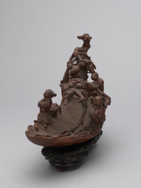 封云生款竹根雕仙槎