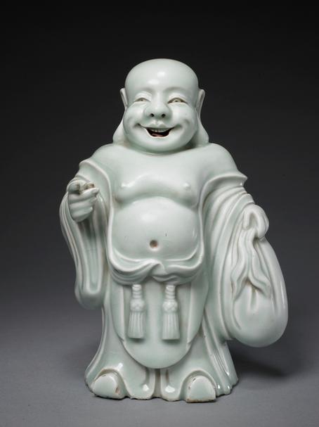 雍正款冬青釉和尚像