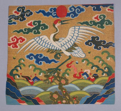 缂丝云鹤纹补子