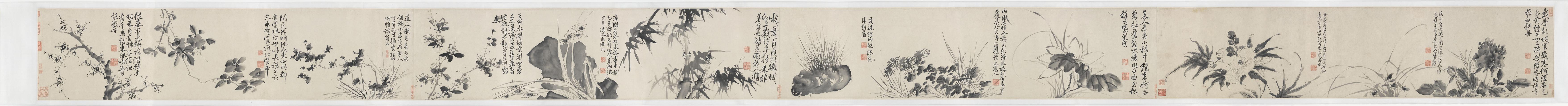 十二墨花诗画图卷