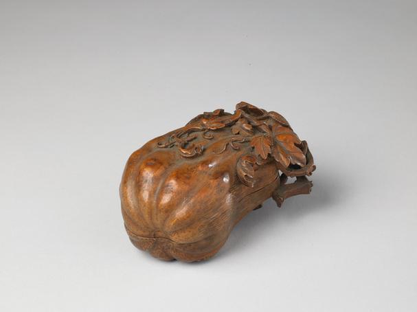 竹根雕佛手式盒