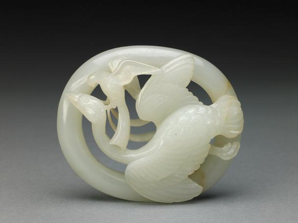 白玉透雕鹘鹅纹环