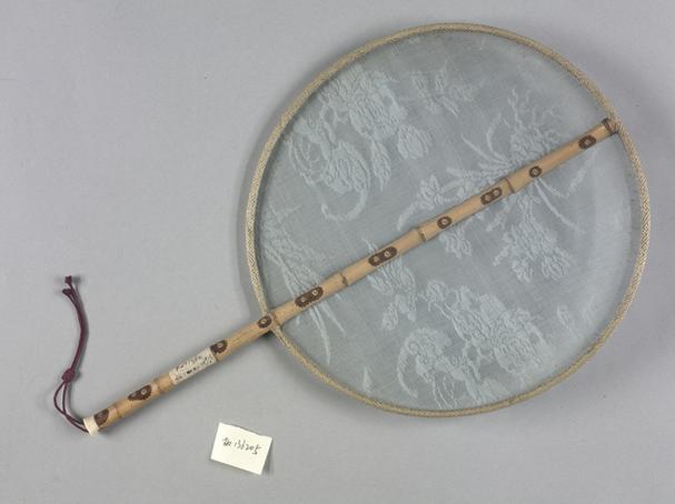 纱织水仙福寿图面斑竹柄团扇