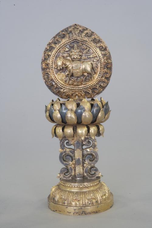 铜镶银七珍-轮宝