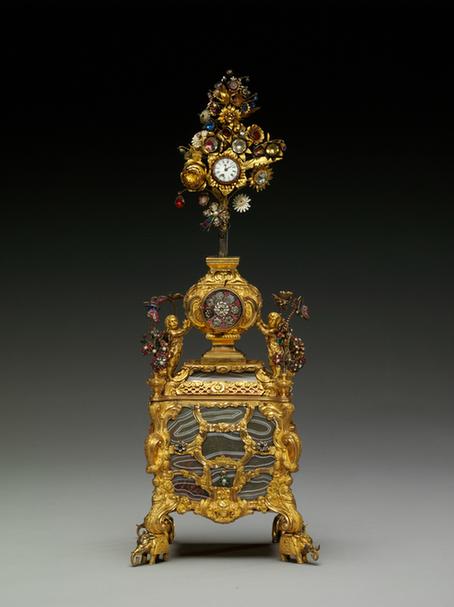 铜镀金嵌玛瑙音乐箱表