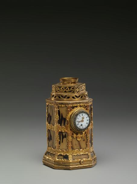 铜镀金壳嵌玛瑙灯表