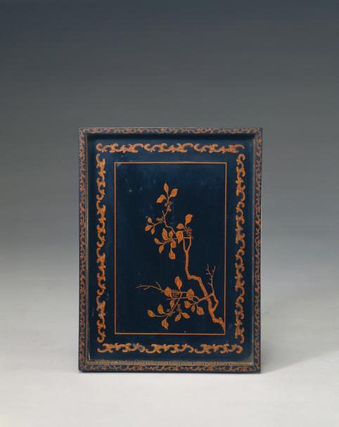 黑漆嵌文竹桂花纹长方盘