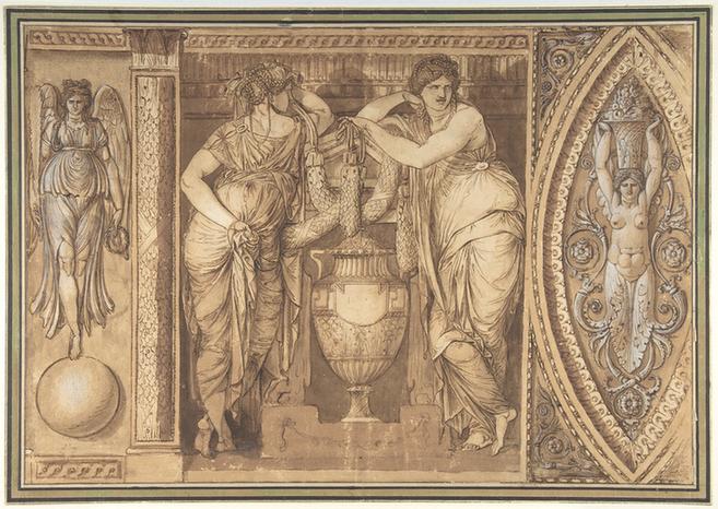 attributed to Giuseppe Cades--Design for a Frieze with Two Women Flanking an Urn