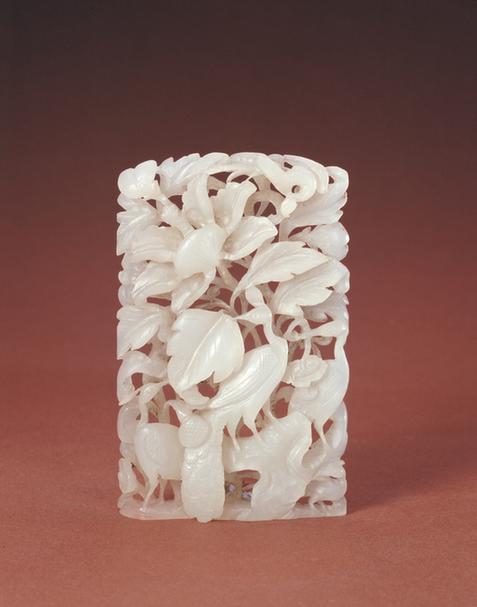 白玉透雕牡丹凤纹嵌件