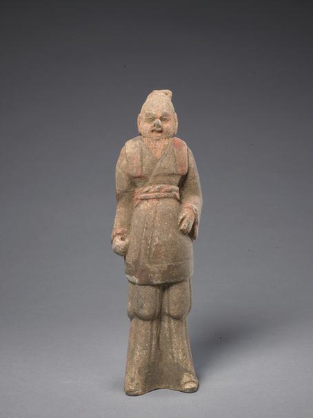 陶画彩武士立俑