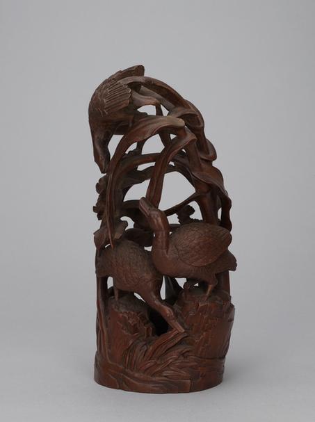 竹雕芦雁图山子