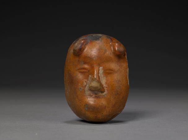 石湾窑黄釉人面