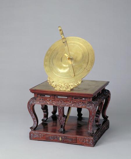 铜镀金方月晷仪