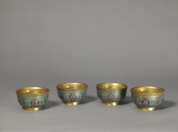 掐丝珐琅万寿无疆碗