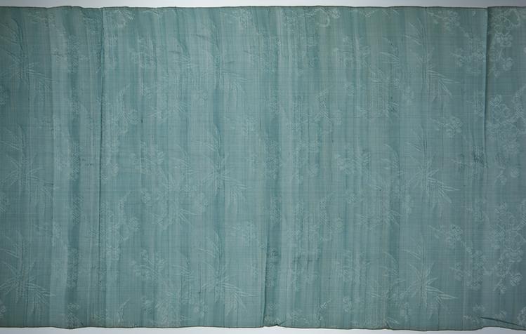 湖色竹梅海棠纹实地纱