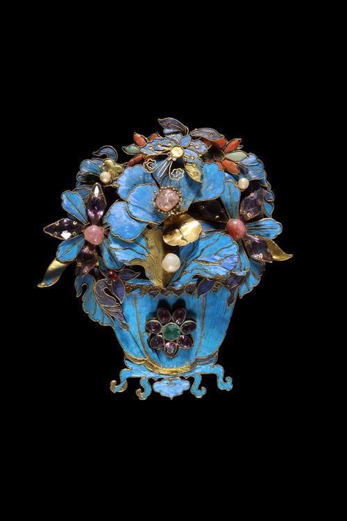 银镀金盆花形簪