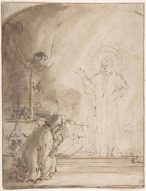 School of Rembrandt--Zacharias and the Angel