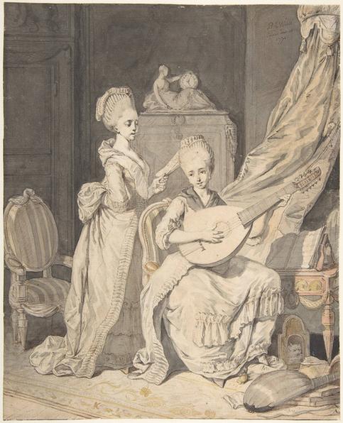 Pierre Alexandre Wille--Two Women in an Elegant Interior