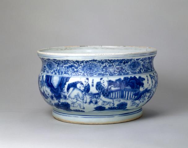 嘉靖款青花婴戏图炉