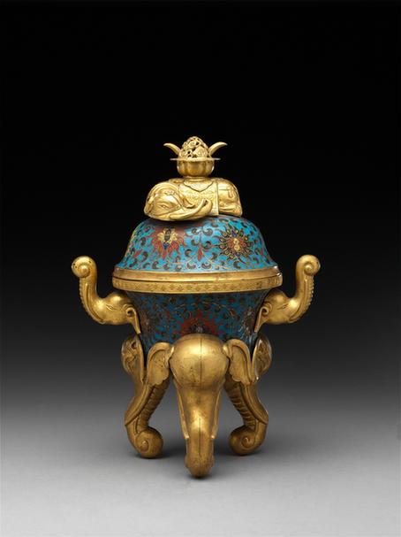 掐丝珐琅缠枝莲纹象足熏炉