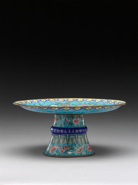 画珐琅花果瓜瓞纹高足盘